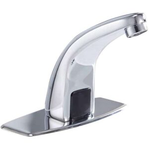 Automatic Sensor Touchless Bathroom Sink Faucet With Deck Plate In Polished Chrome